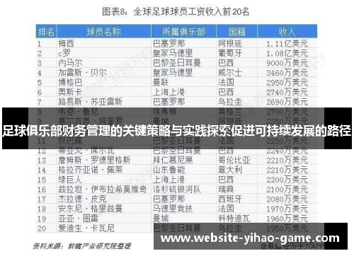 足球俱乐部财务管理的关键策略与实践探索促进可持续发展的路径